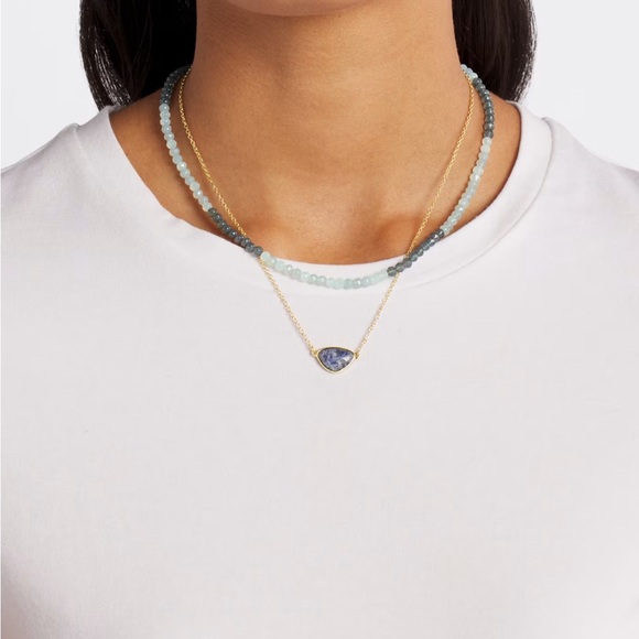 Kevia Blue Ombre Stone & Pave Necklace Set - Picture 5 of 5